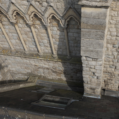 Overdrones survey on a church in North London