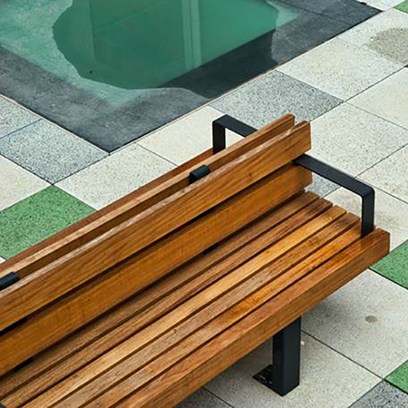 Steel framed bench