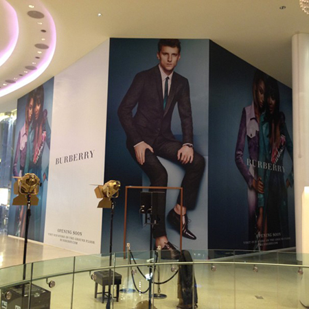 Large indoor hoardings for Burberry