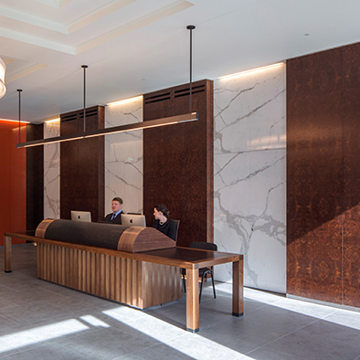 VISION 8000 riser doors with marble facade
