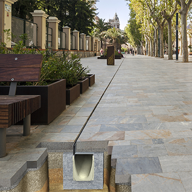 3D view of the drainage system with slot grating