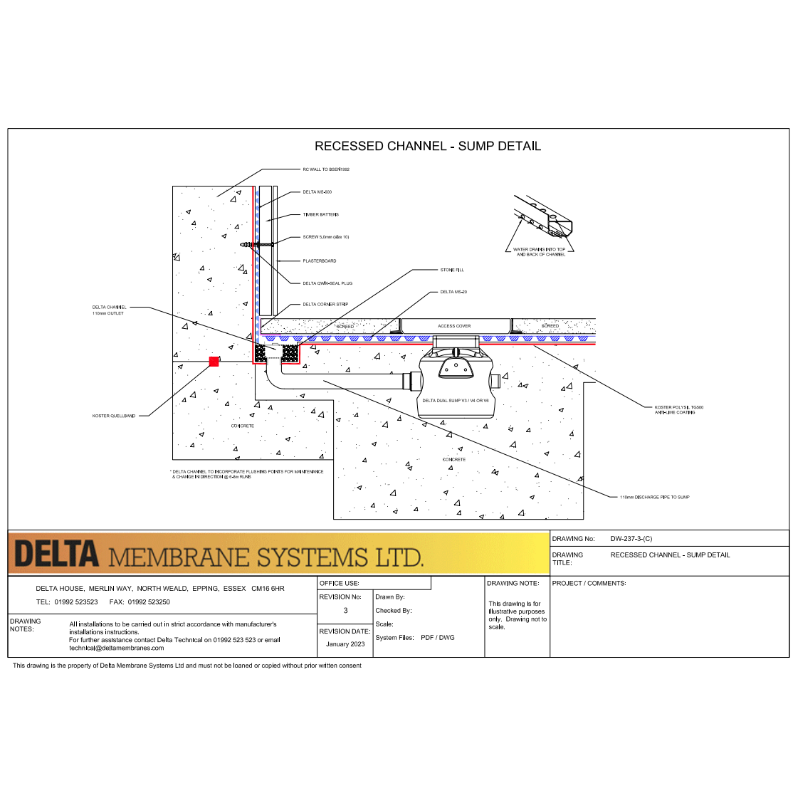 Recess Channel & Sump Detail