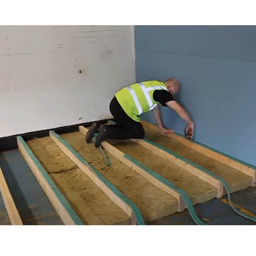 Hush-10 Acoustic Joist Strip: a sound insulating joist treatment for floating flooring