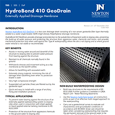 External Drainage Membrane : Newton 410 Geodrain Technical Data