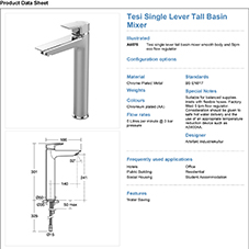 Tesi Single Lever Tall Basin Mixer