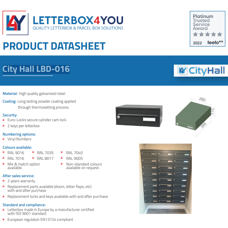 City Hall LBD-016 Communal Post Boxes