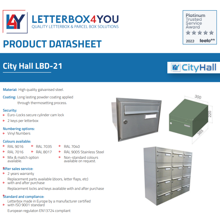 City Hall LBD-21 Communal Post Boxes