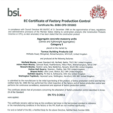 EC Certification of Factory Production Control - Aggregate Blocks
