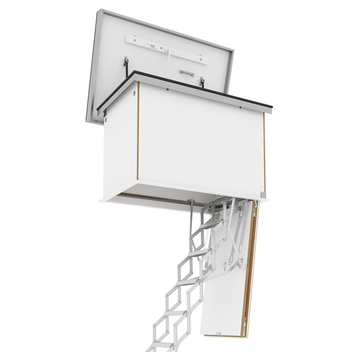 Ecco flat roof hatch with space-saving concertina ladder.