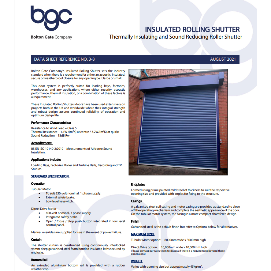 Insulated Rolling Shutter