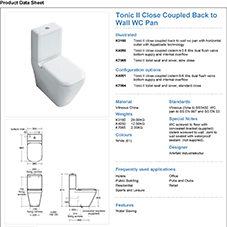 Tonic II Close Coupled Back to Wall WC Pan