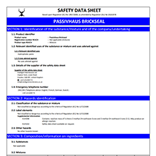 Passivhaus Brickseal Safety Data Sheet