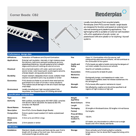 Renderplas Corner Beads CB2