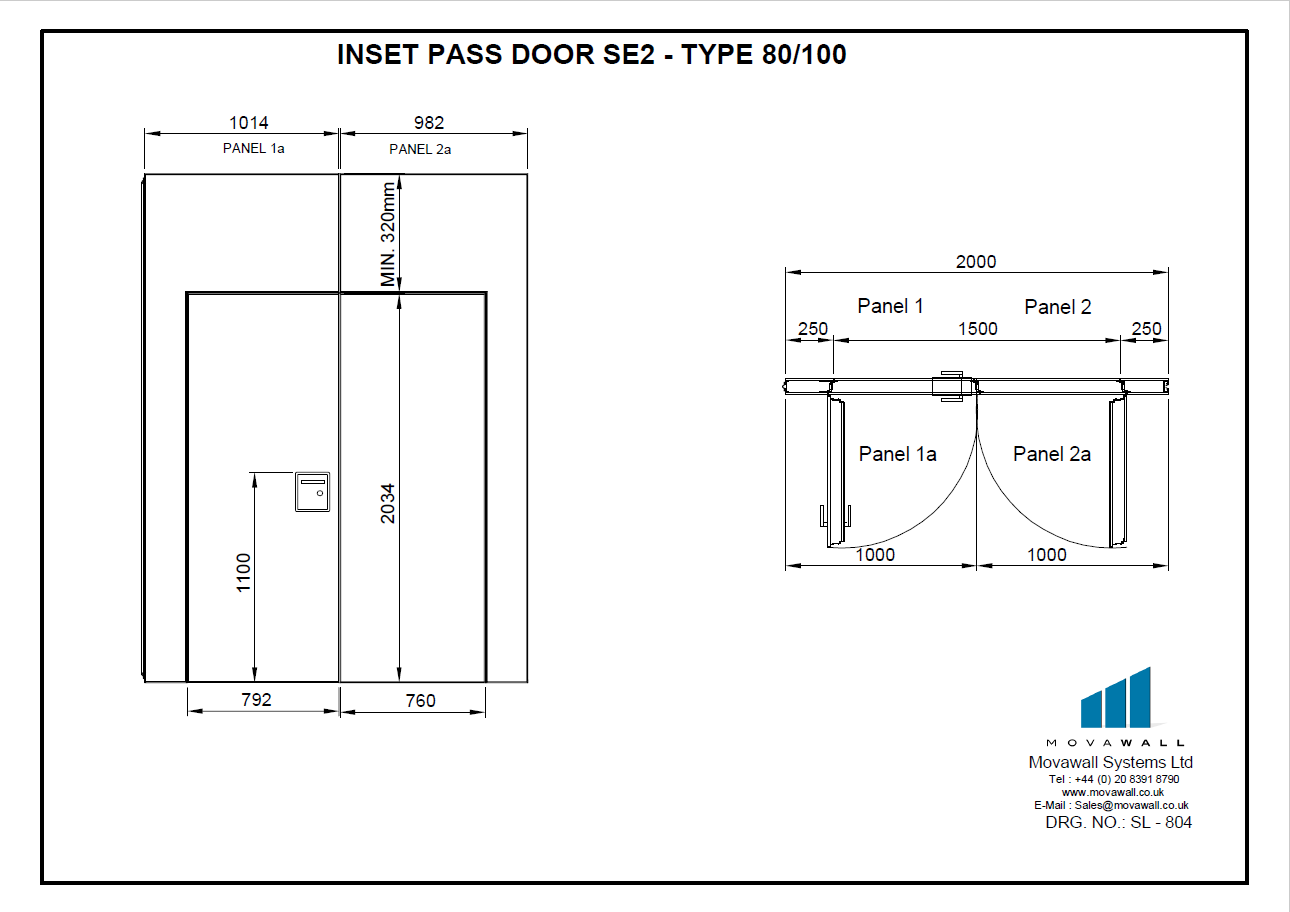 SL-804 Double Inset Pass Door SE2 - Type 80-100
