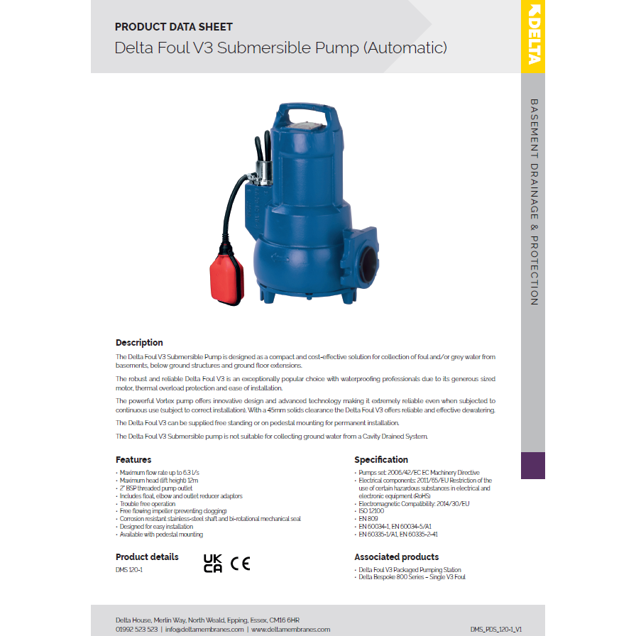 Delta Foul V3 Submersible Pump (Automatic)
