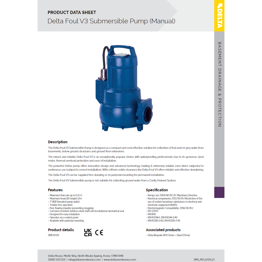 Delta Foul V3 Submersible Pump (Manual)