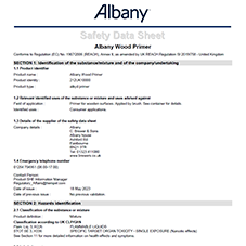 Safety Data Sheet: Albany Wood Primer