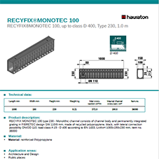 RECYFIX MONOTEC 100, up to class D 400, Type 230, 1.0 m RECYFIX MONOTEC 100, up to class D 400, Type 230, 1.0 m