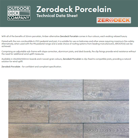 Zerodeck Porcelain Techical Data Sheet