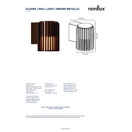 Aludra Wall Light - Brown Metallic