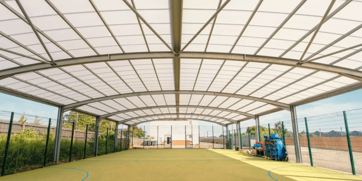 Completed canopies at Zaytouna Primary School