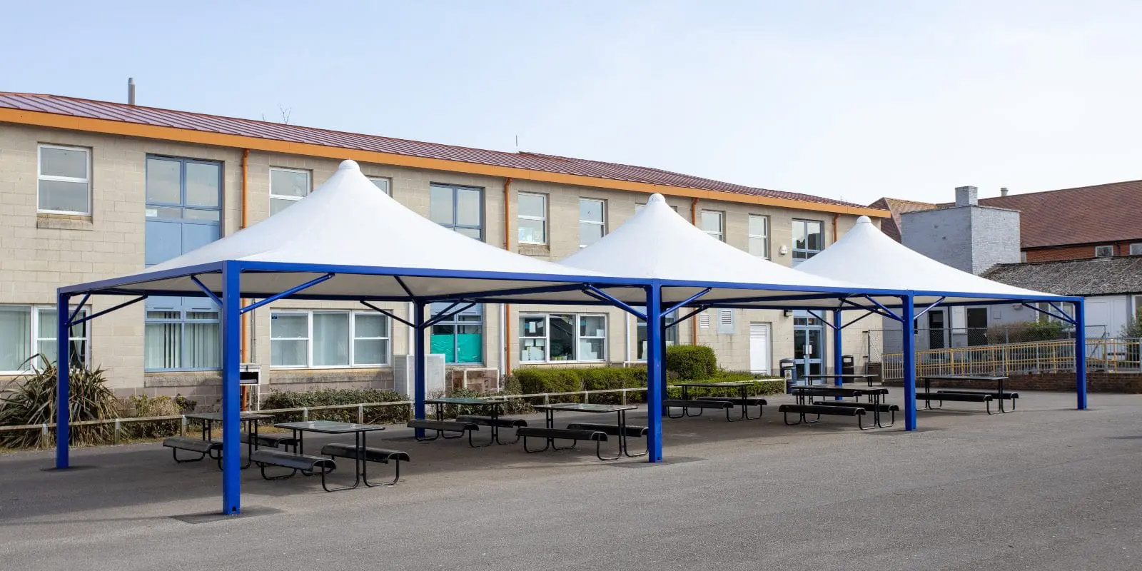 The Harvey Grammar School in Kent Add White Fabric Tepee Canopies