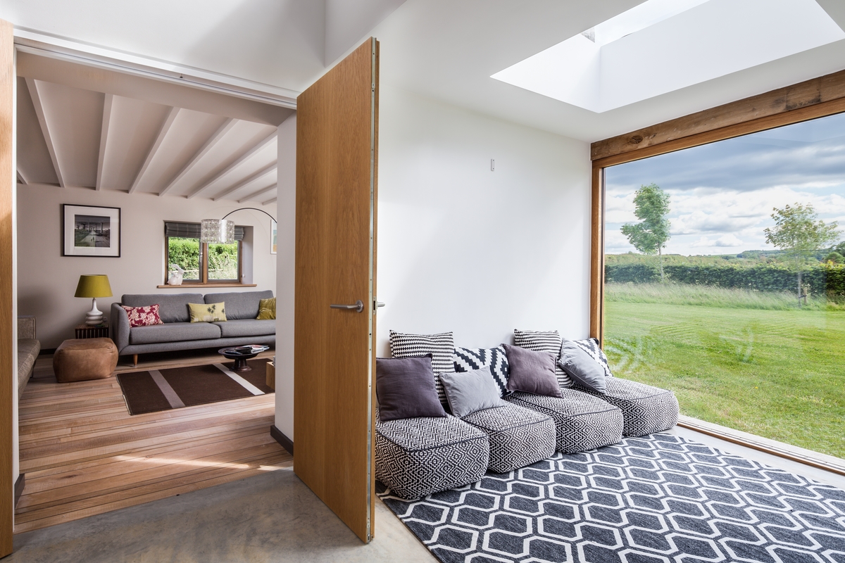Cottage extension enhanced by a fixed rooflight