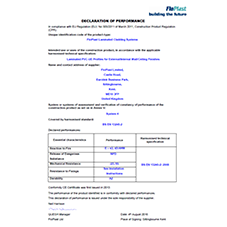 Declaration of Performance - Laminated Cladding Systems