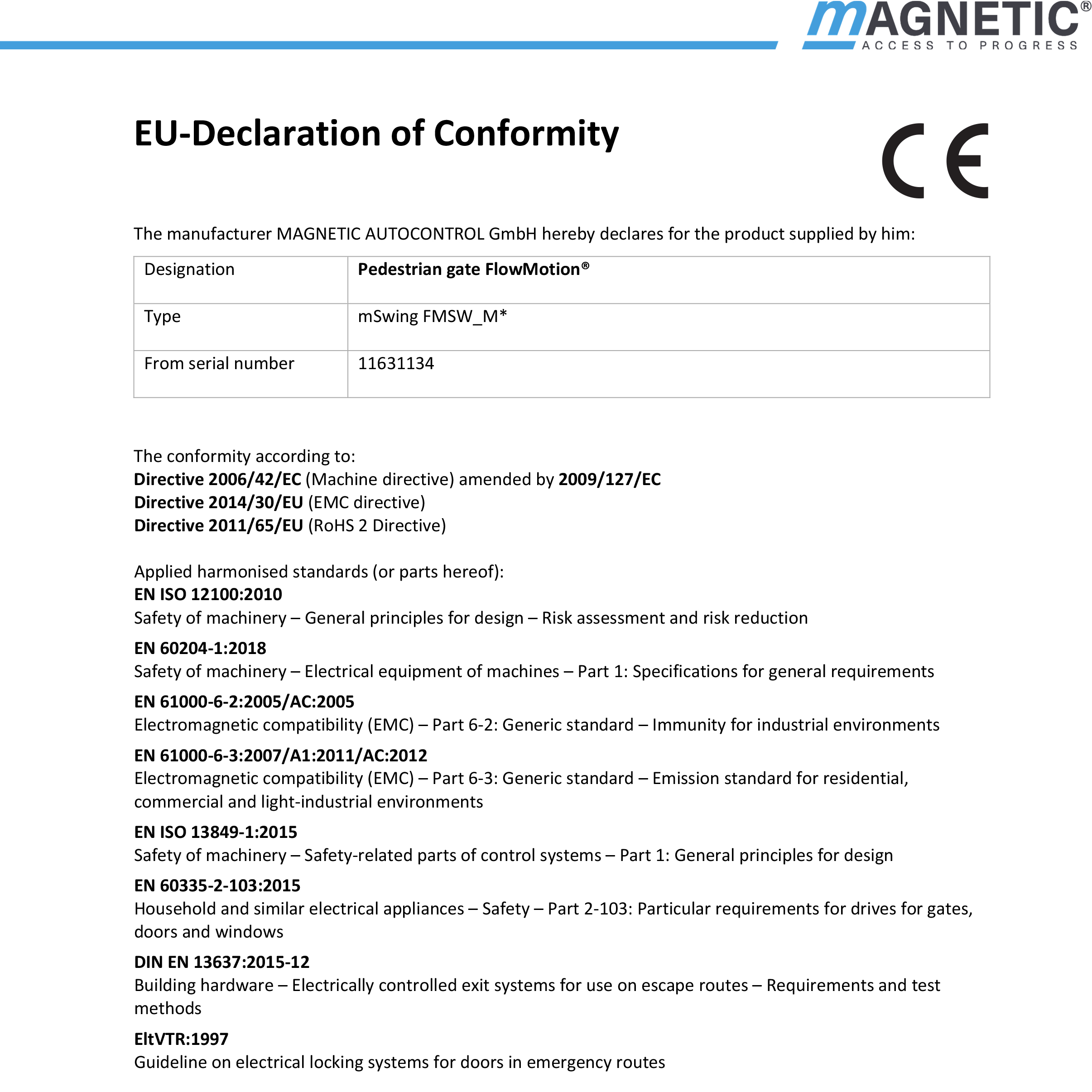 mSwing Declaration of Conformity