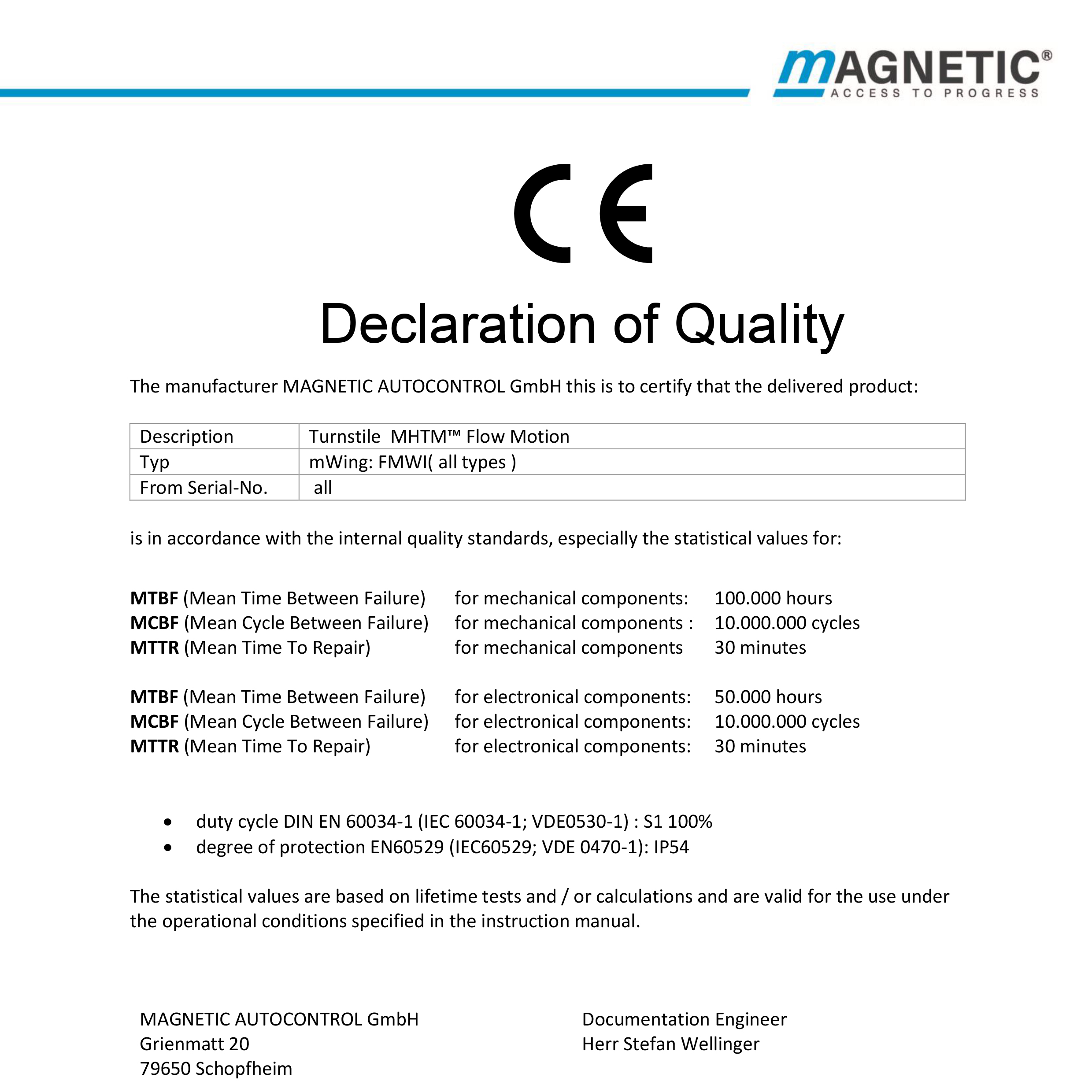 mWing Declaration of Quality