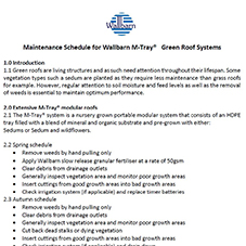 Maintenance Schedule for M-Tray Green Roof