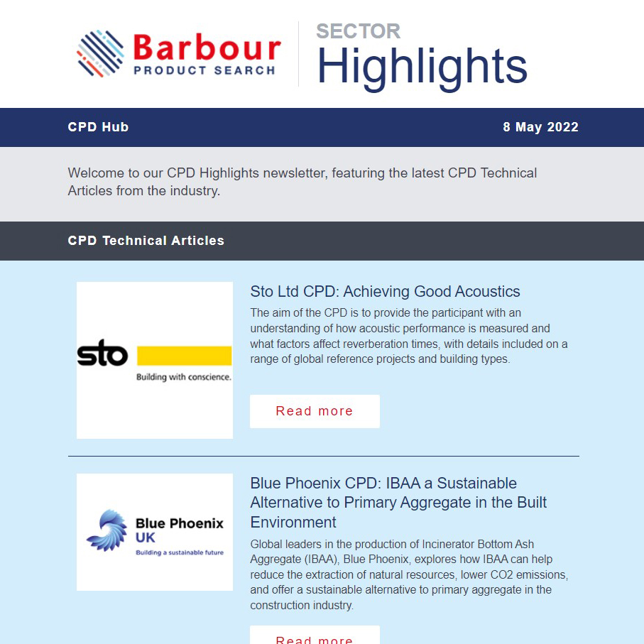 Barbour Product Search's latest CPD Technical Articles