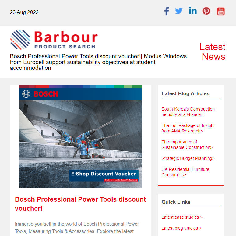 Bosch Professional Power Tools discount voucher!| Modus Windows from Eurocell support sustainability objectives at student accommodation