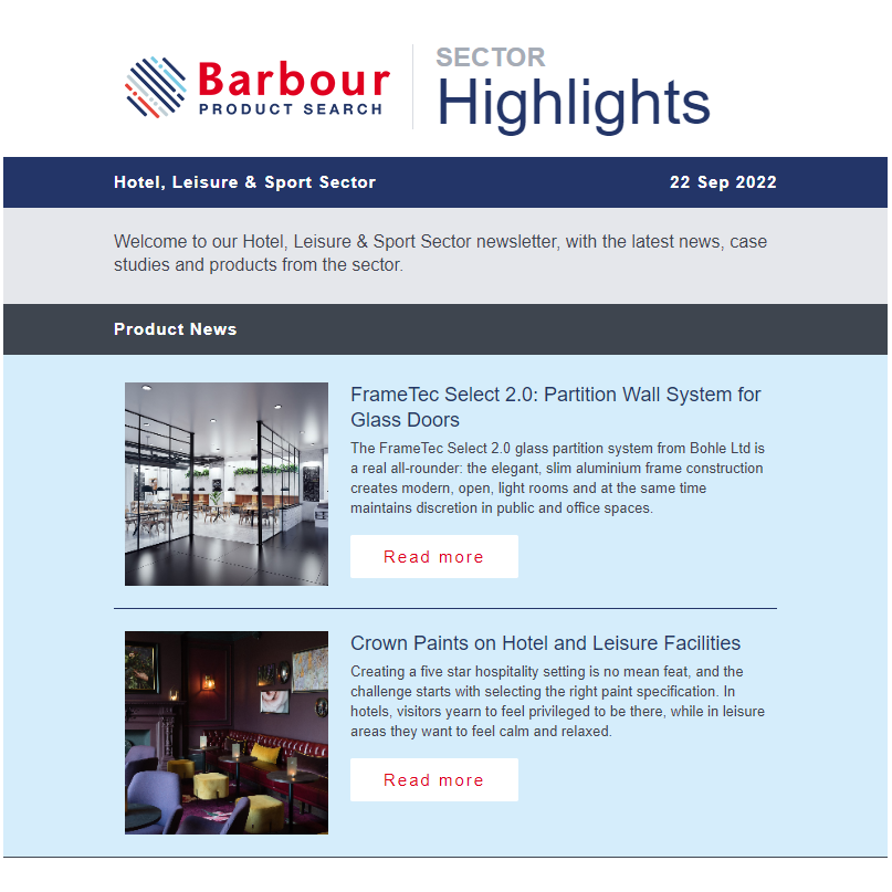 Barbour Product Search newsletter