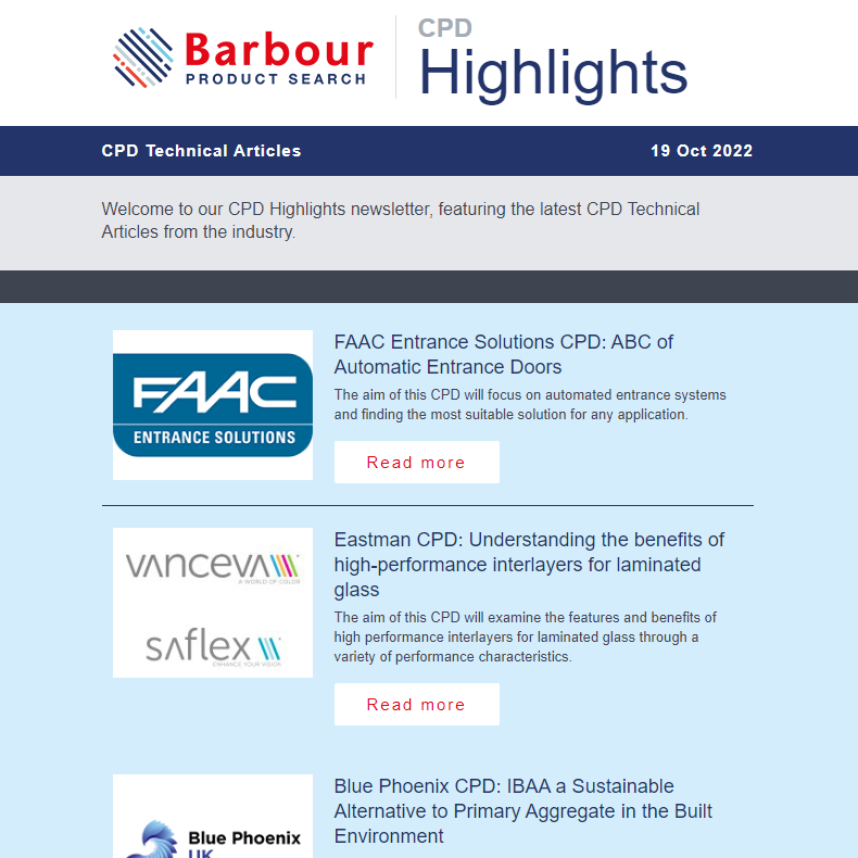 CPD Highlights | Featuring the latest CPD technical articles from the industry