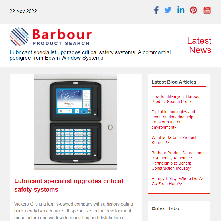 Lubricant specialist upgrades critical safety systems|  A commercial pedigree from Epwin Window Systems
