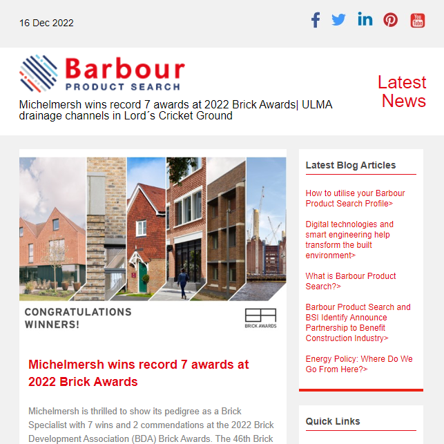 Michelmersh wins record 7 awards at 2022 Brick Awards| ULMA drainage channels in Lord´s Cricket Ground