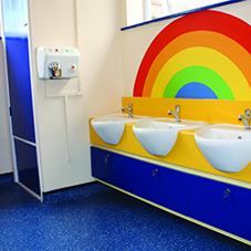 A bright, modern and safe washroom solution