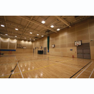 Tavaperf timber acoustic panels for seven sports halls