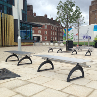 Outdoor seating for Aston University