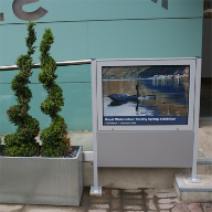 Illuminated poster case for the Bankside Gallery