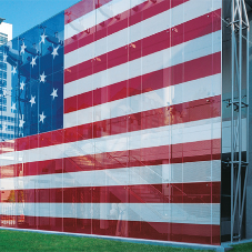 Glass support for star-spangled flag house