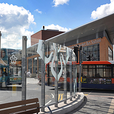 Glazed pedestrian screens at Haymarket Bus Station