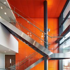 Orange Armstrong Ceilings light up regeneration project