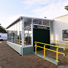 Broxap shelters at Lancing Station