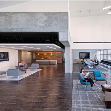 Solid wood floor unifies new office space