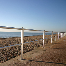 Anodised aluminium promenade barrier at Bexhill on Sea