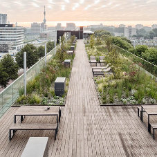 Easy Glass railing system for rooftop garden