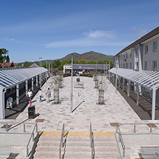 Broxap canopies provide shelter at Tron Court