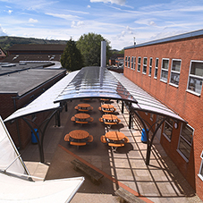 Outdoor dining shelter at Balcarras School